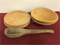 Wood Bowls, Plates & Dipper / Ladle