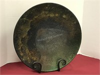 Large Raku Fired Plate with Iron Stand