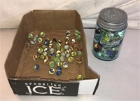 Vintage Marbles in Flat & Ball Jar