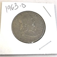 1963-D SILVER Franklin Half Dollar in Case