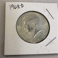 1968-D SILVER KENNEDY Half Dollar in Case