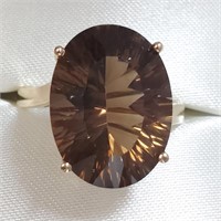 Certified 10K  Smokey Quartz(7ct) Ring