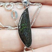 Silver Ammolite Necklace