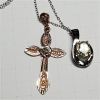 $160 Silver 2 Pendants Necklace