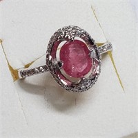 $120 Silver Ruby(1.2ct) CZ Ring