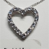 $120 Silver Created Aquamarine  Necklace