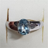 $160 Silver Blue Topaz (1.5ct) Ring
