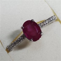 $160 Silver Ruby(0.8ct) CZ Ring