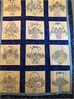 New Blue Hand Embroidered Quilt