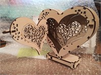 NEW Handmade Detailed Wood Laser Heart Box