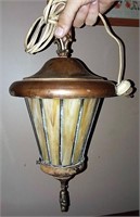 Stained Glass & Copper plug in hanging light WORKS