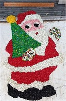 Melted plastic Decoration Santa w Christmas Tree