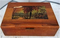 wooden jewelry box and mirror
