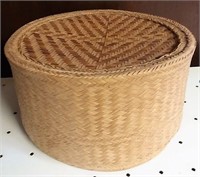 round handmade woven hat box
