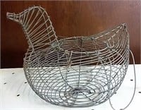 primitive wire hen egg basket