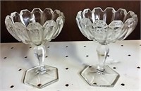 pair heavy cut crystal candy dishes
