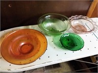 4 pieces unmarked depression glass