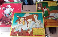 Jaymar Whitman Christmas framed puzzles x3