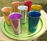 aluminum cups and green tray