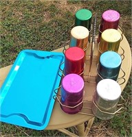 aluminum cups/tray and metal caddy