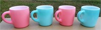 pink, blue heavy coffee cups