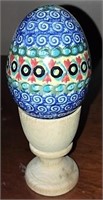 Polish pottery Christmas bell ornament- Egg