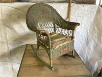 ANTIQUE CHILDS WICKER ROCKER