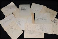 Large group of 1920’s/30's young boy’s drawings.