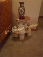 Elephant plant stand and vase
