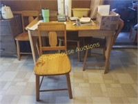 Vintage wood table and 4 chairs