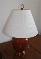 Brass base porcelain lamp 26"H