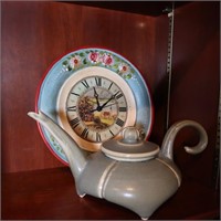 Tea Pot and Decorative Clock