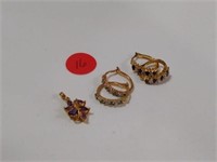 Sterling Gold Overlay 3 pcs. - Earring+Pendant