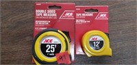 2-pc ACE Tape Measures 25' & 12'