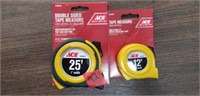 2-pc ACE Tape Measures 25' & 12'
