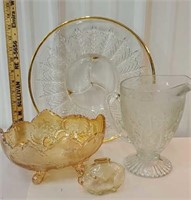 Box lot glassware including Iris and herringbone