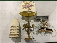 Brass Lamp / 5 Small Shades /  Painting Light