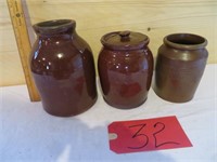 3 pc brown stoneware