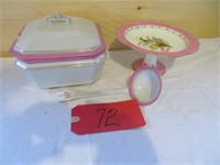 covered server and Wedgewood cake plate