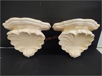 Pair of shell wall hanging shelves
