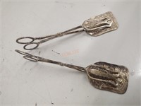 Pair of old very ornate serving utensils