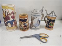 Lot of 4 vintage steins 2 made in Germany