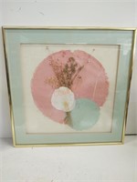 Signed Jane Holly pressed flower mixed media art