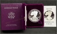 1986 1oz Proof Silver Eagle w/Box & Papers