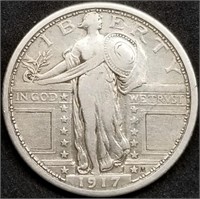 1917-P Type 1 Standing Liberty Silver Quarter XF+