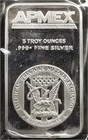 5 Troy Oz .999 Fine Silver APMEX Bar