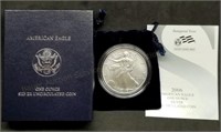 2006-W 1oz Burnished Silver Eagle w/Box & COA