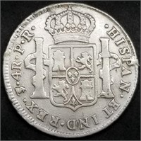 1787 PR Bolivia 4 Reales Spanish Silver Coin