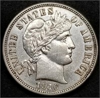 1916-P Barber Silver Dime, High Grade