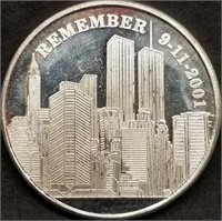 1 Troy Oz .999 Silver Round - Remember 9-11-2001
